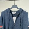 6931a51bccd8ab3d7af9968e THOM BROWNE Fall 2024 New Arrival Tricolor Sleeve Stripe Colorblock Zipper Knit Hooded Jacket, Classic TB Logo Zip-Up Cardigan, Rich and Textured Overall Color, Wool Blend Fabric with Soft Comfort, Contrasting Stripes Add Design Flair – Stylish, Unique, and Versatile Hooded Zip-Up Outerwear