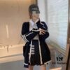 6931a51cccd8ab3d7af99699 Thom Browne Color-Blocked V-Neck Classic Pocket Logo Mid-Length Knit Cardigan