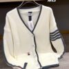 6931a51cccd8ab3d7af9969e Thom Browne Color-Blocked V-Neck Classic Pocket Logo Mid-Length Knit Cardigan