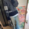 6931a51dccd8ab3d7af996ac THOM BROWNE TB 24SS Snowflake Chunky-Knit Navy Blue Four-Stripes Crewneck Sweater for Couples