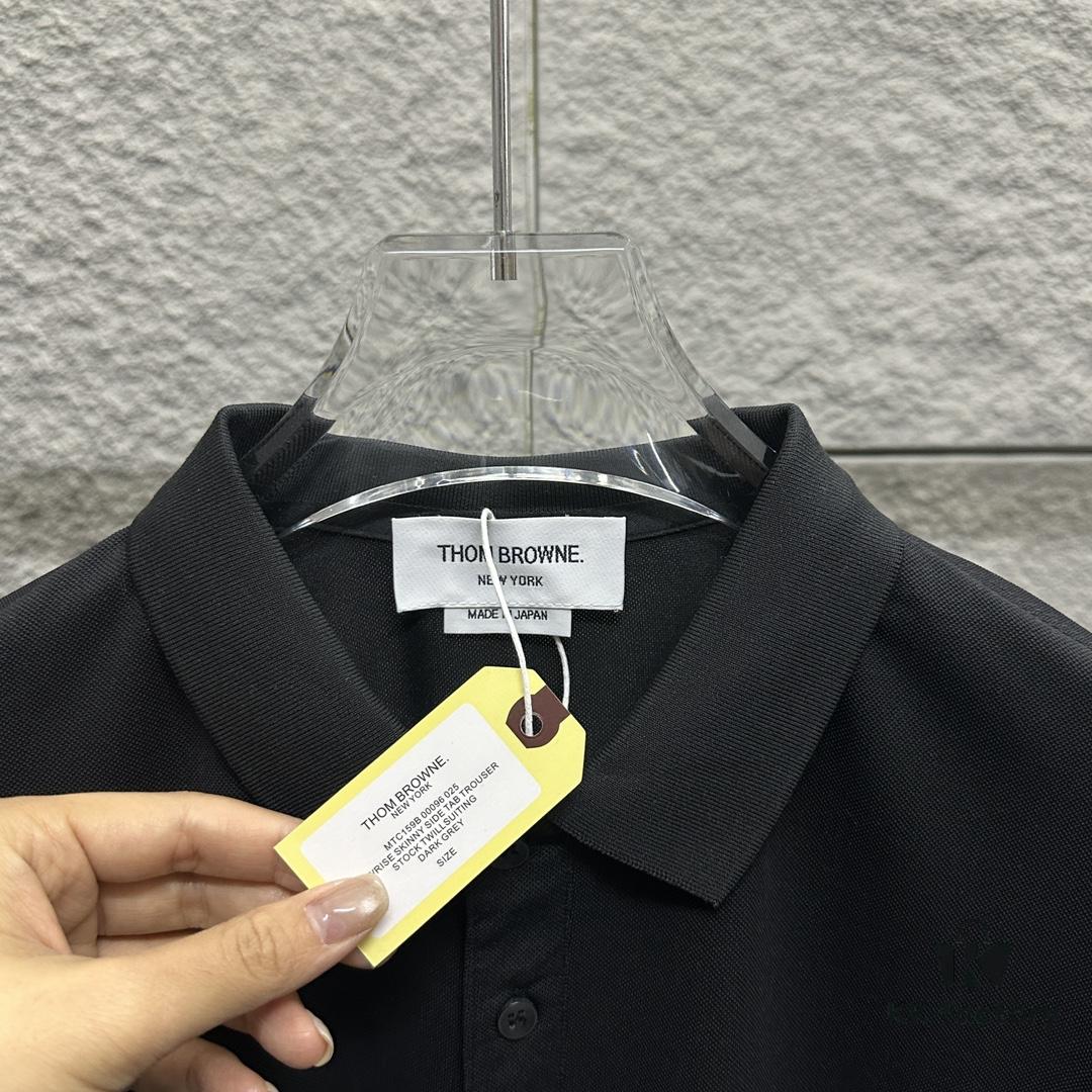 6931a51fccd8ab3d7af996d2 TB*Tom Short Sleeve Polo 2025 Spring/Summer New Arrival Minimalist Red White Blue Scarf Dog Embroidery Beaded Fabric Unisex Short Sleeve Polo Collar