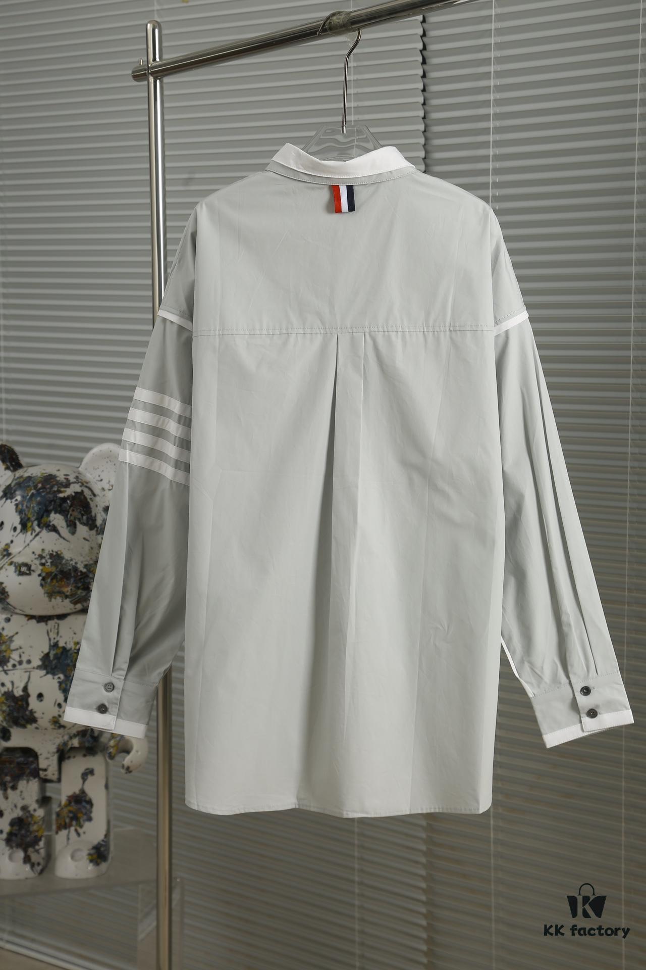 6931a524ccd8ab3d7af9972d Designer TB25 Spring Summer New Arrival Shirt, 50s Poplin Cotton, Two-Tone Collar with Double Layer Design, Custom 12 Pairs Shell Buttons, Unisex Sizing S M L XL