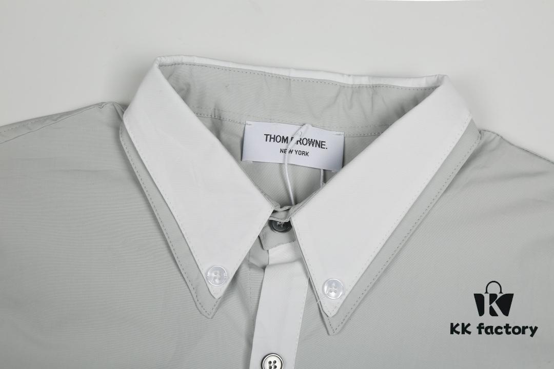 6931a524ccd8ab3d7af99734 Designer TB25 Spring Summer New Arrival Shirt, 50s Poplin Cotton, Two-Tone Collar with Double Layer Design, Custom 12 Pairs Shell Buttons, Unisex Sizing S M L XL