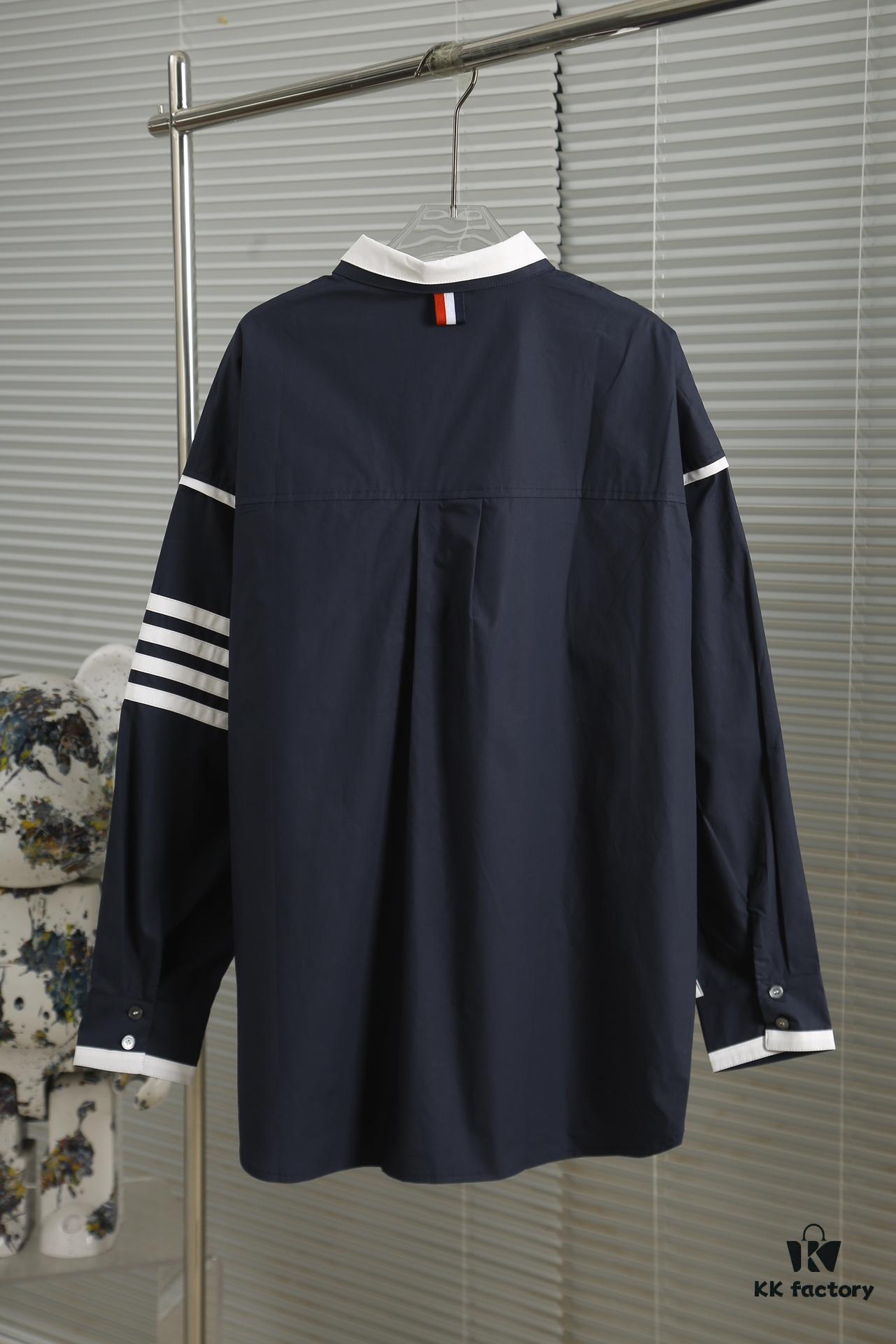 6931a525ccd8ab3d7af99736 Designer TB25 Spring Summer New Arrivals Shirt, 50s Poplin Cotton Wear, Double Layer Contrast Collar, 12 Pairs Custom Shell Buttons, Sizes S M L XL Unisex