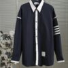 6931a525ccd8ab3d7af99737 Designer TB25 Spring Summer New Arrivals Shirt, 50s Poplin Cotton Wear, Double Layer Contrast Collar, 12 Pairs Custom Shell Buttons, Sizes S M L XL Unisex