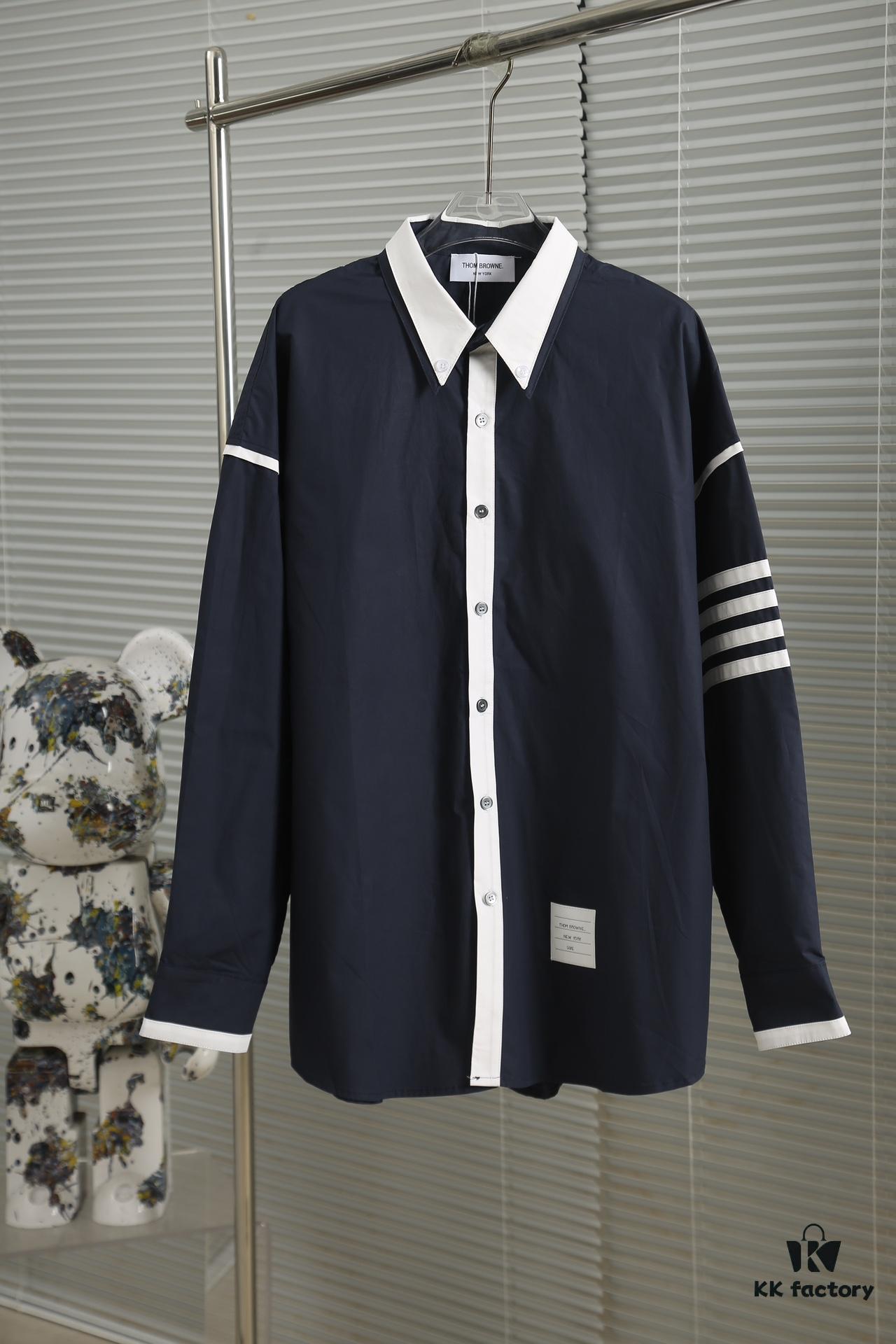 6931a525ccd8ab3d7af99737 Designer TB25 Spring Summer New Arrivals Shirt, 50s Poplin Cotton Wear, Double Layer Contrast Collar, 12 Pairs Custom Shell Buttons, Sizes S M L XL Unisex