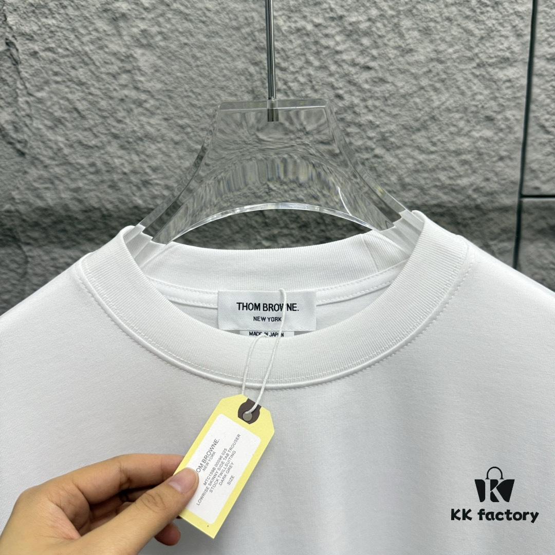 6931a526ccd8ab3d7af99756 TB*Tommy* 2025 Spring and Summer New Arrival Classic Scarf Dog Embroidery Short Sleeve T-Shirt Custom Double Gauze Plain Weave Pure Cotton 300 Fabric Unisex