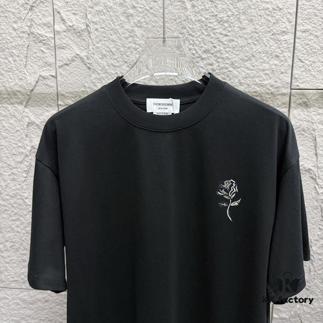 6931a528ccd8ab3d7af99770 TB*Tom 2025 Spring/Summer New Arrival Classic Rose Embroidery Short-Sleeve T-Shirt Unisex Design Made from Custom Double-Gauze Plain-Woven 300g Cotton Fabric