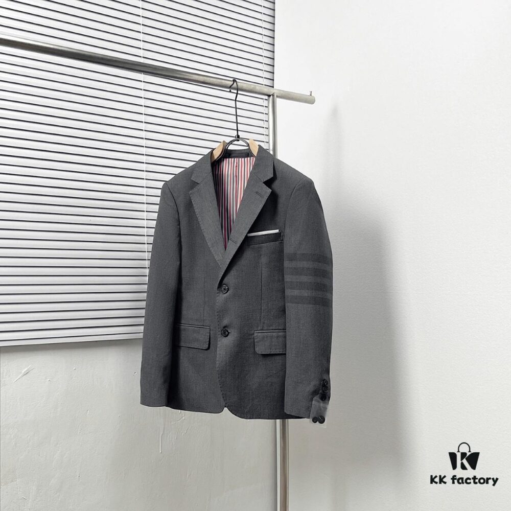 6931a530ccd8ab3d7af997de Thom Browne Classic Four-Stripe Grey Suit