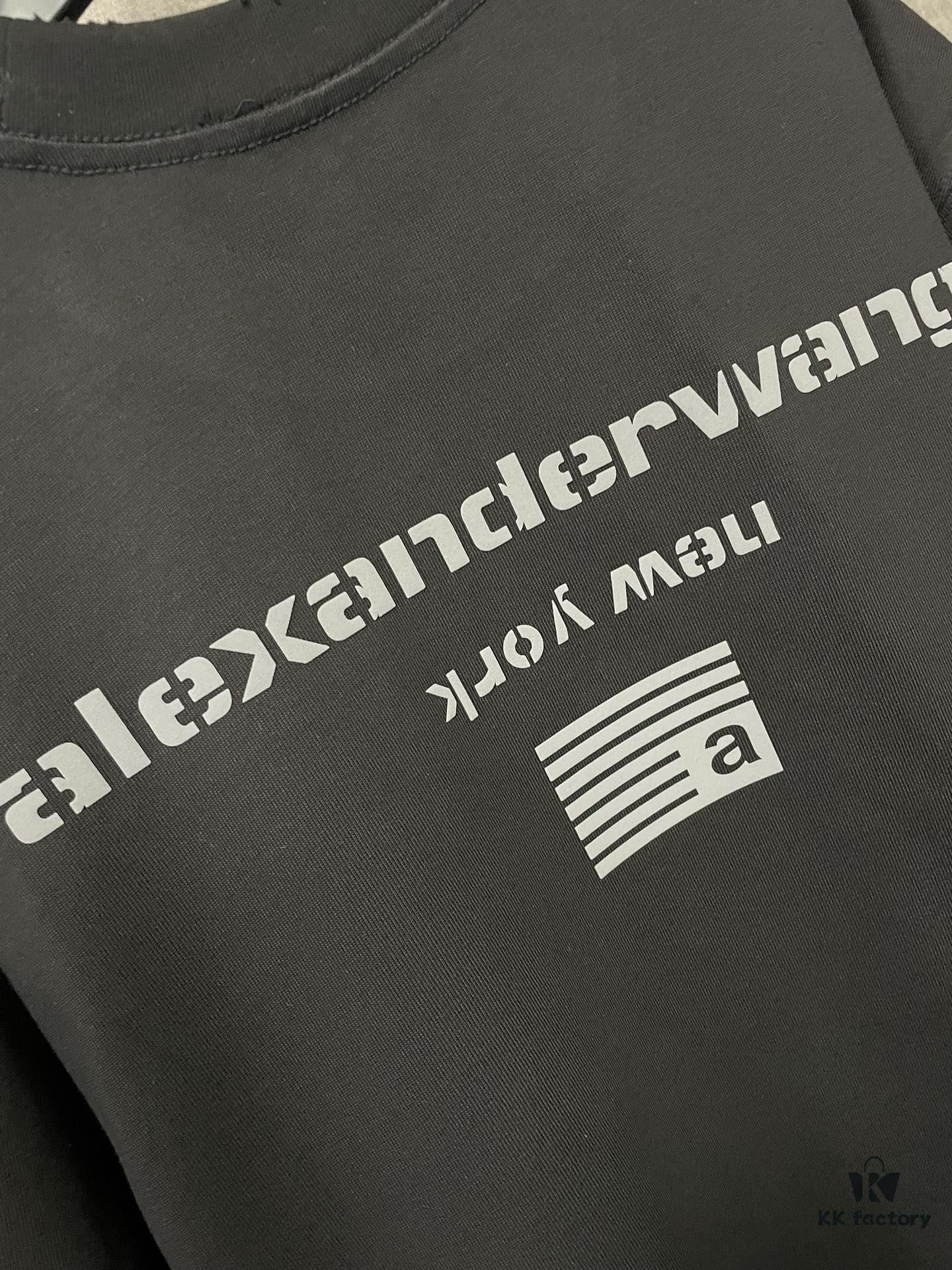 6931a539ccd8ab3d7af99875 Alexander Wang 2024 FW Autumn/Winter Heavyweight 380g Short Sleeve T-Shirt with New York Flag Embossed Print