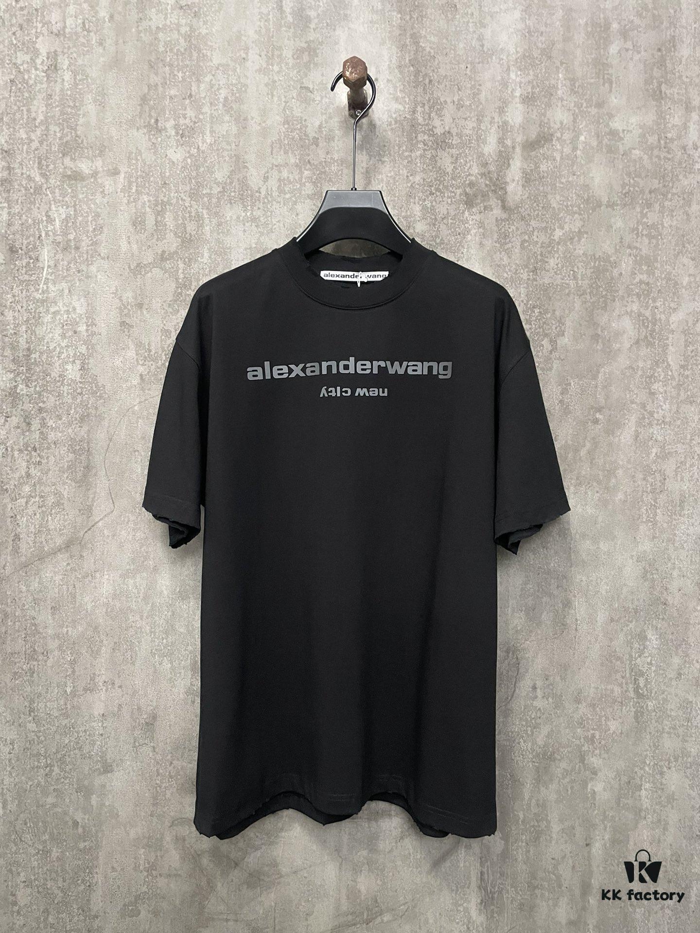 6931a53cccd8ab3d7af998ad Alexander Wang 24SS Classic Logo Distressed Heavyweight T-Shirt with Thick Print