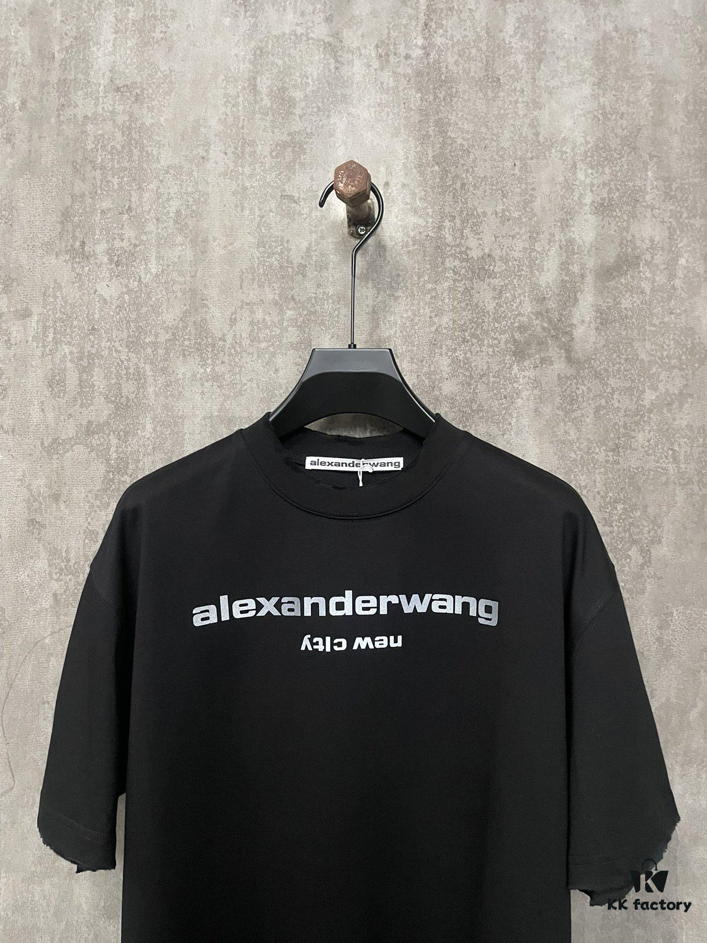 6931a53cccd8ab3d7af998af Alexander Wang 24SS Classic Logo Distressed Heavyweight T-Shirt with Thick Print
