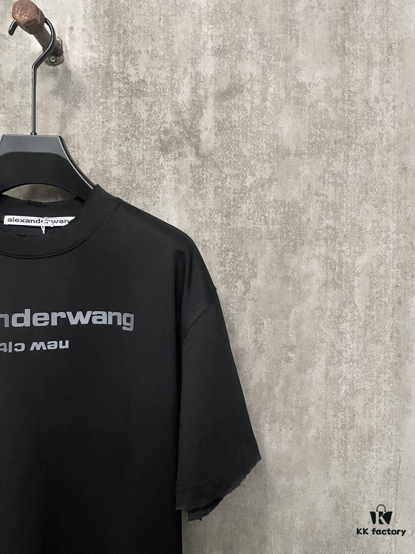 6931a53cccd8ab3d7af998b1 Alexander Wang 24SS Classic Logo Distressed Heavyweight T-Shirt with Thick Print