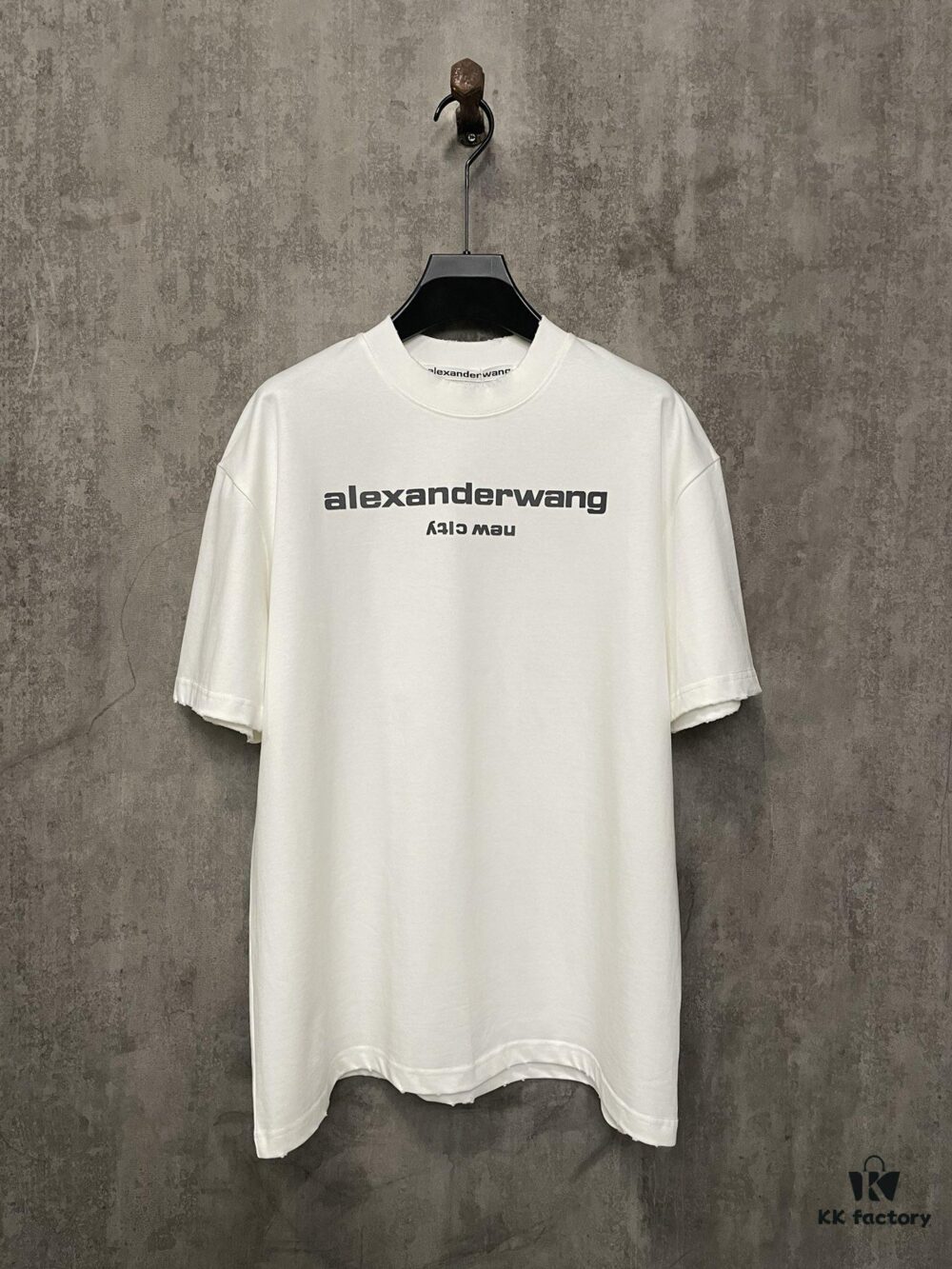 6931a53cccd8ab3d7af998b7 Alexander Wang 24SS Classic Logo Distressed Heavyweight T-Shirt with Thick Plate Print