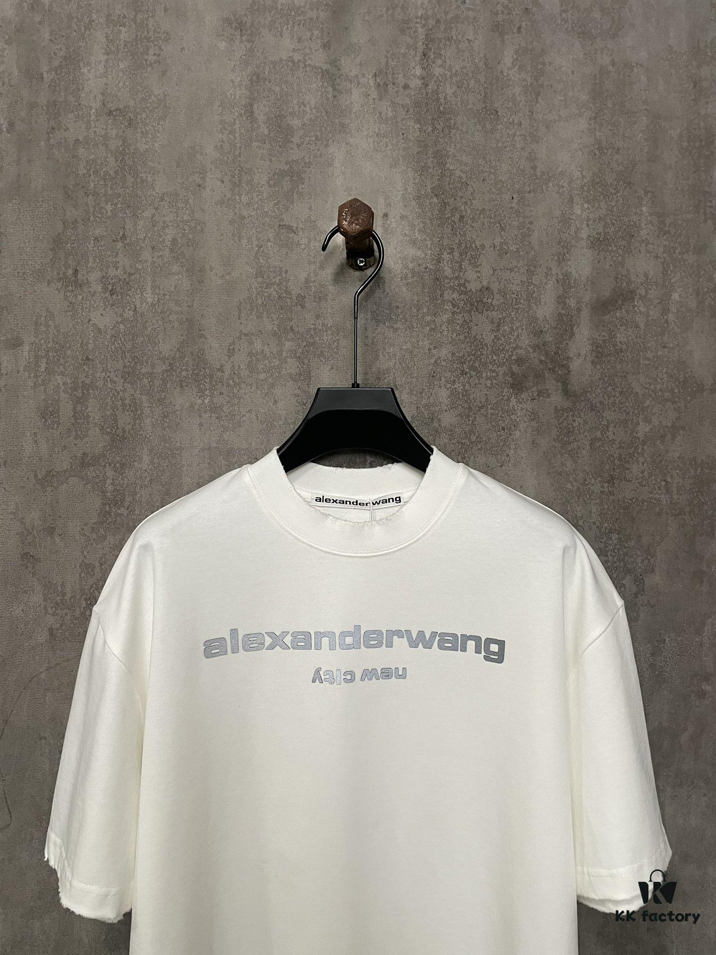 6931a53cccd8ab3d7af998b9 Alexander Wang 24SS Classic Logo Distressed Heavyweight T-Shirt with Thick Plate Print