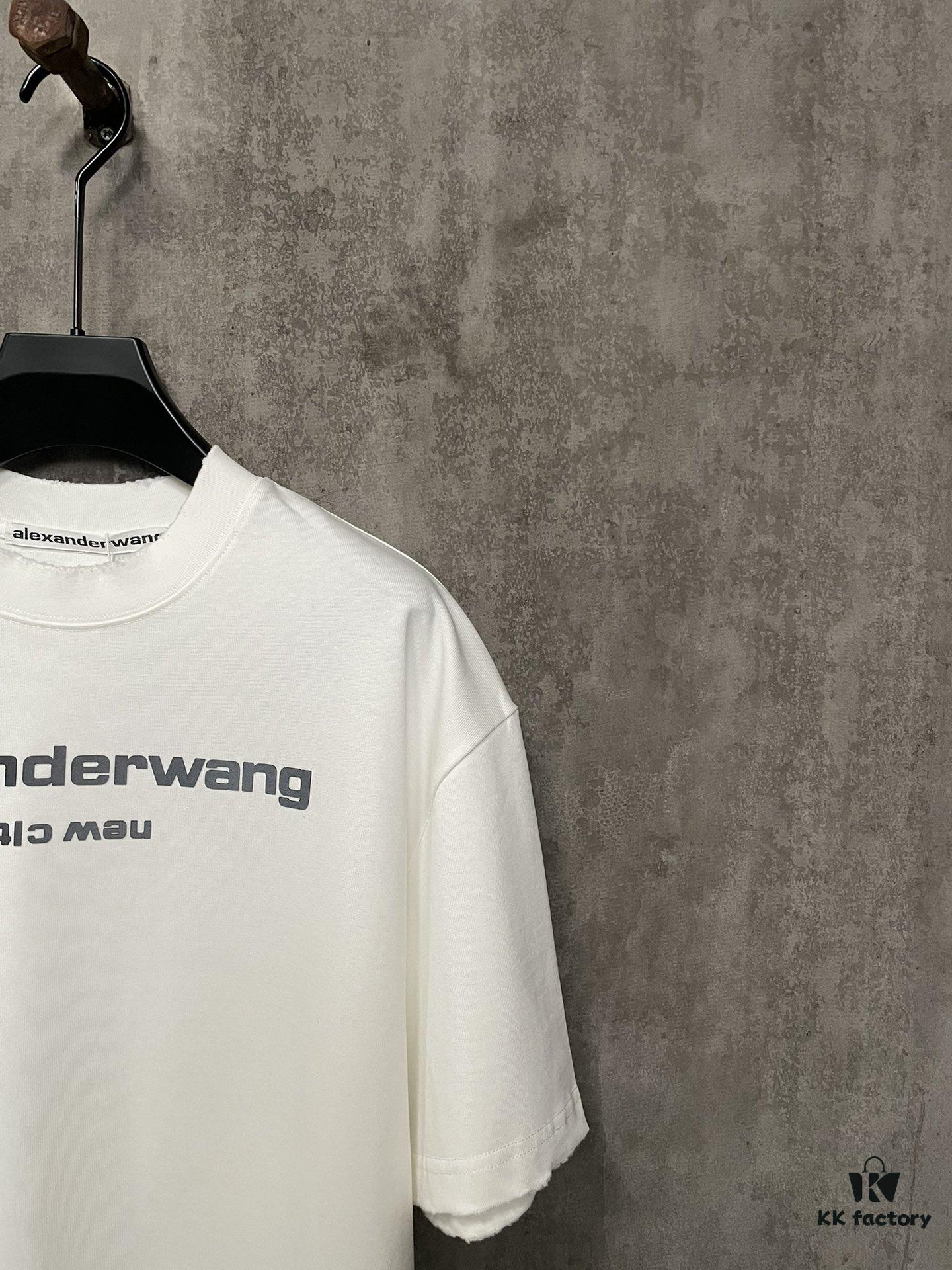 6931a53cccd8ab3d7af998bb Alexander Wang 24SS Classic Logo Distressed Heavyweight T-Shirt with Thick Plate Print