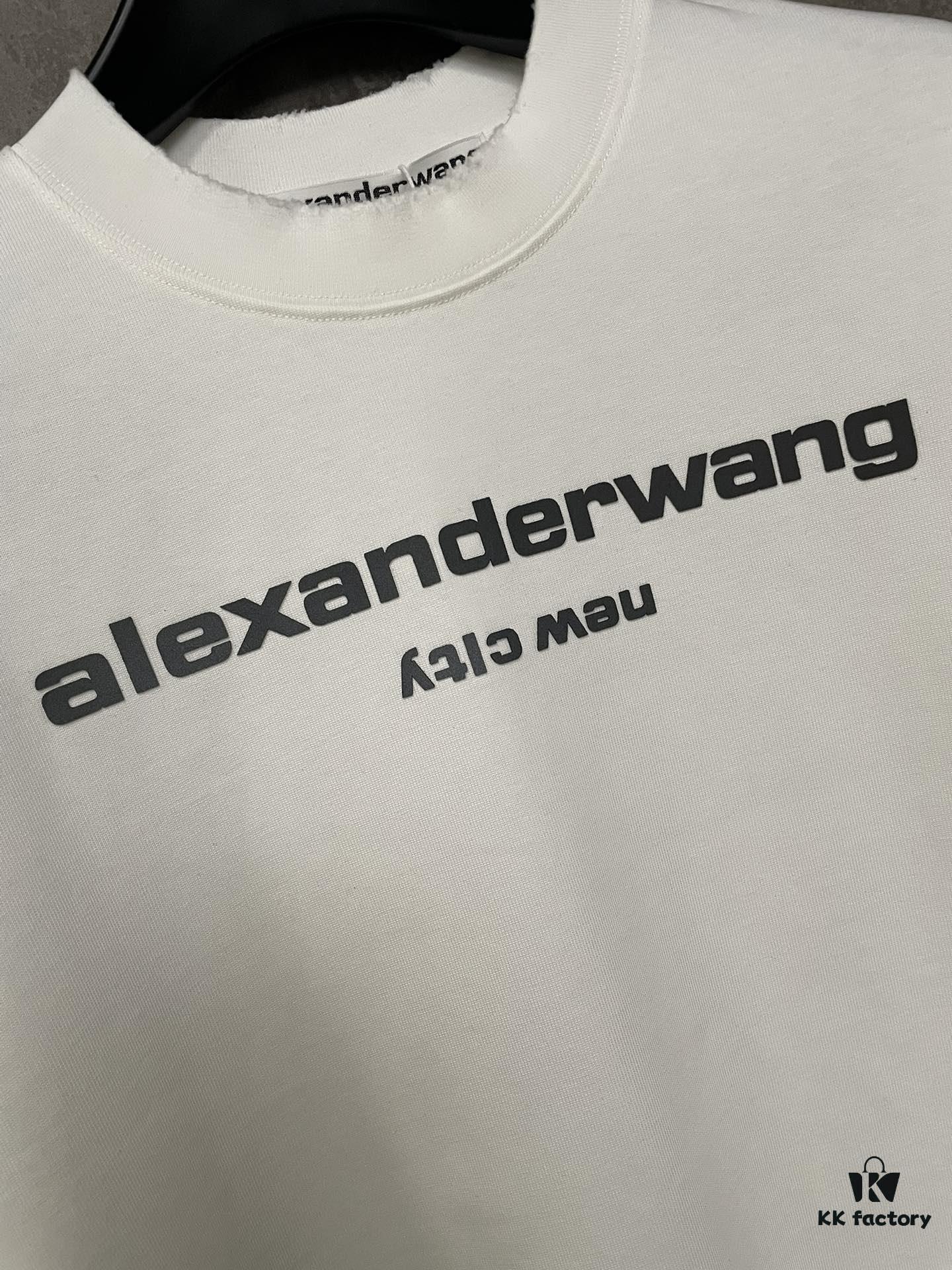 6931a53dccd8ab3d7af998be Alexander Wang 24SS Classic Logo Distressed Heavyweight T-Shirt with Thick Plate Print