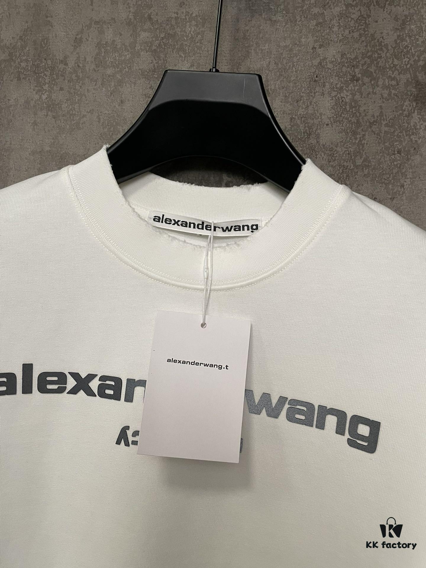 6931a53dccd8ab3d7af998bf Alexander Wang 24SS Classic Logo Distressed Heavyweight T-Shirt with Thick Plate Print