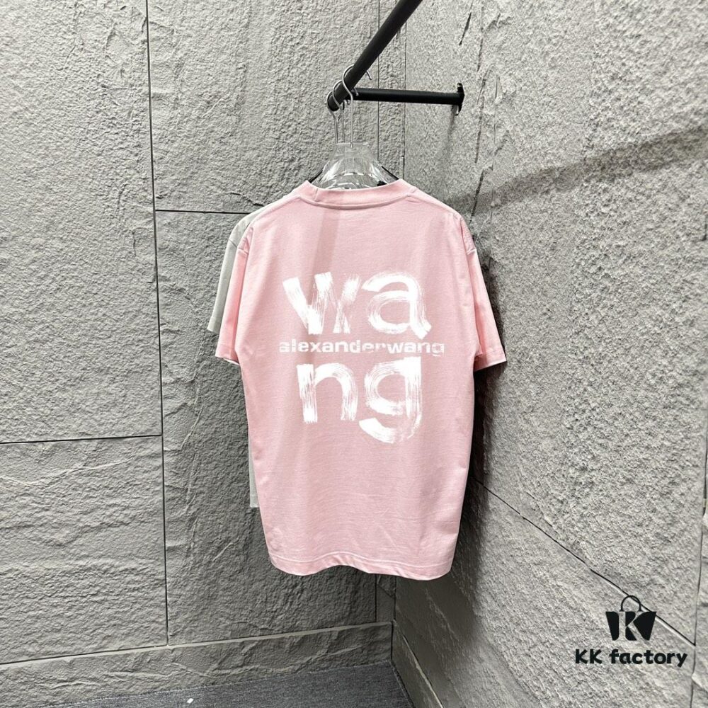 6931a53dccd8ab3d7af998c1 Alexander Wang 2025 Spring/Summer New Arrival Classic WANG Front and Back Letter Print Custom Double Gauze Plain Cotton Short Sleeve T-Shirt Unisex