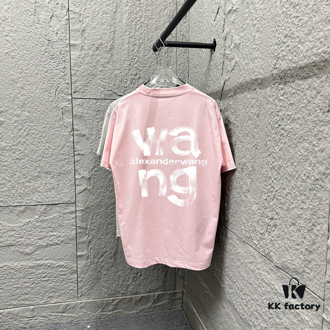 6931a53dccd8ab3d7af998c1 Alexander Wang 2025 Spring/Summer New Arrival Classic WANG Front and Back Letter Print Custom Double Gauze Plain Cotton Short Sleeve T-Shirt Unisex