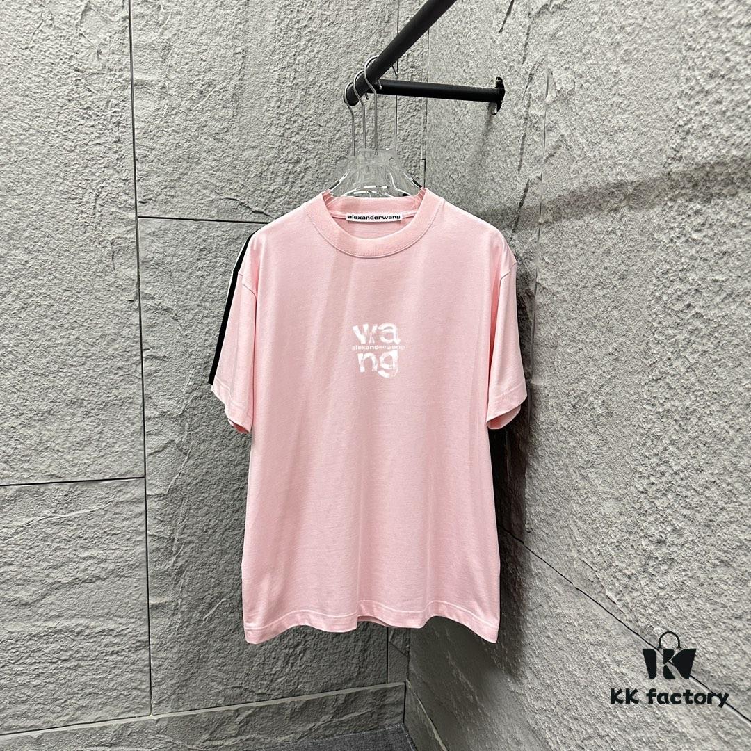 6931a53dccd8ab3d7af998c3 Alexander Wang 2025 Spring/Summer New Arrival Classic WANG Front and Back Letter Print Custom Double Gauze Plain Cotton Short Sleeve T-Shirt Unisex