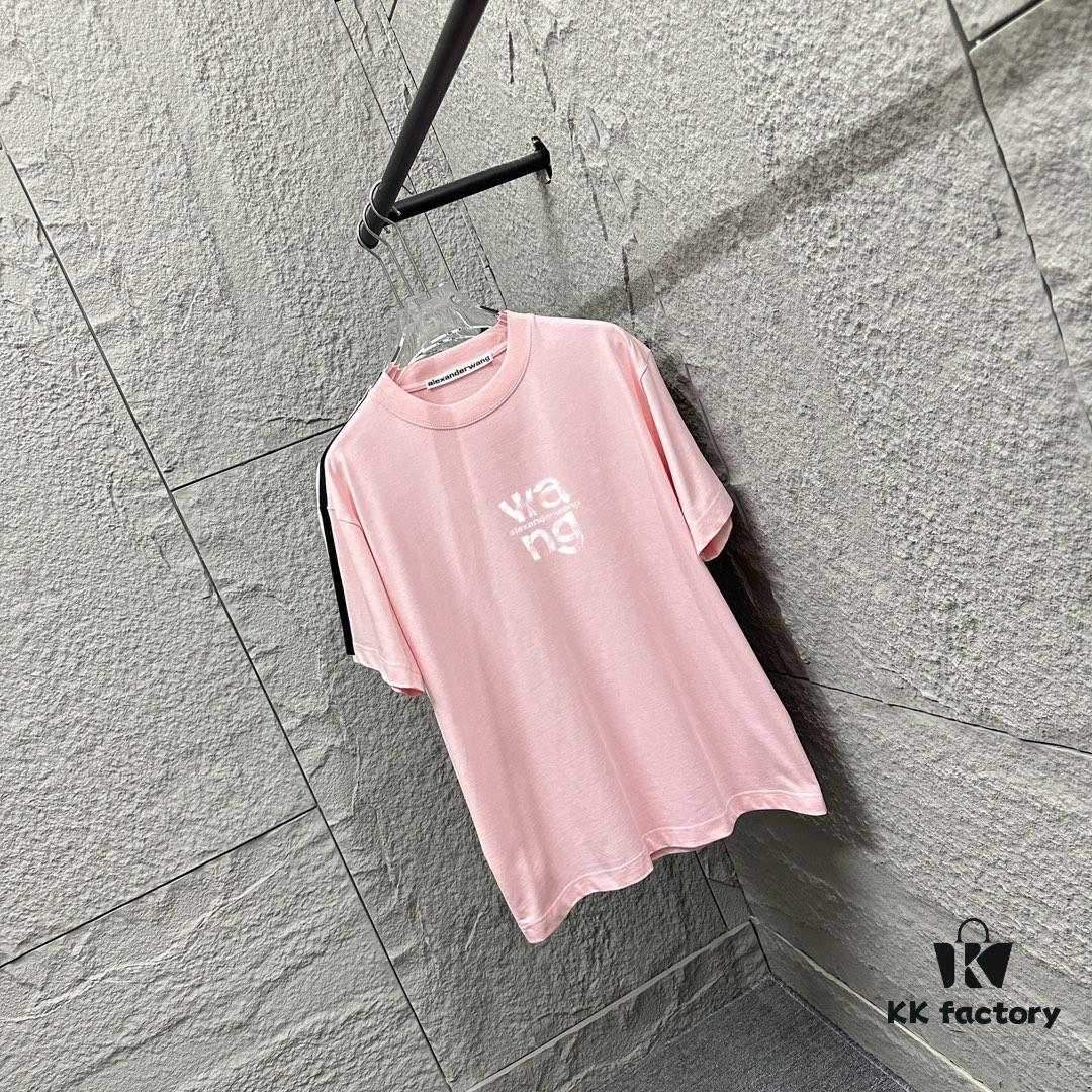 6931a53dccd8ab3d7af998c4 Alexander Wang 2025 Spring/Summer New Arrival Classic WANG Front and Back Letter Print Custom Double Gauze Plain Cotton Short Sleeve T-Shirt Unisex
