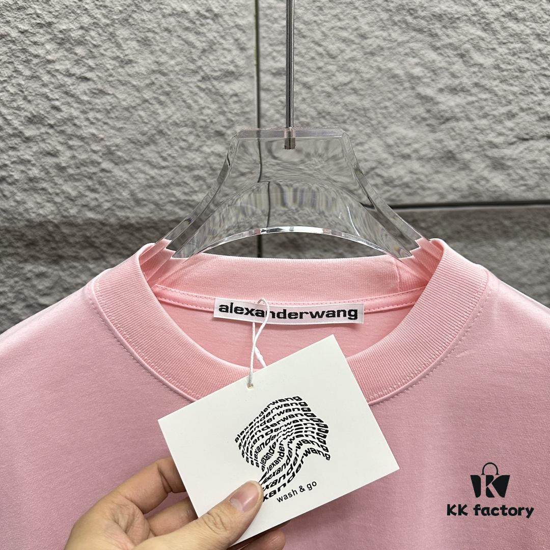 6931a53dccd8ab3d7af998c5 Alexander Wang 2025 Spring/Summer New Arrival Classic WANG Front and Back Letter Print Custom Double Gauze Plain Cotton Short Sleeve T-Shirt Unisex
