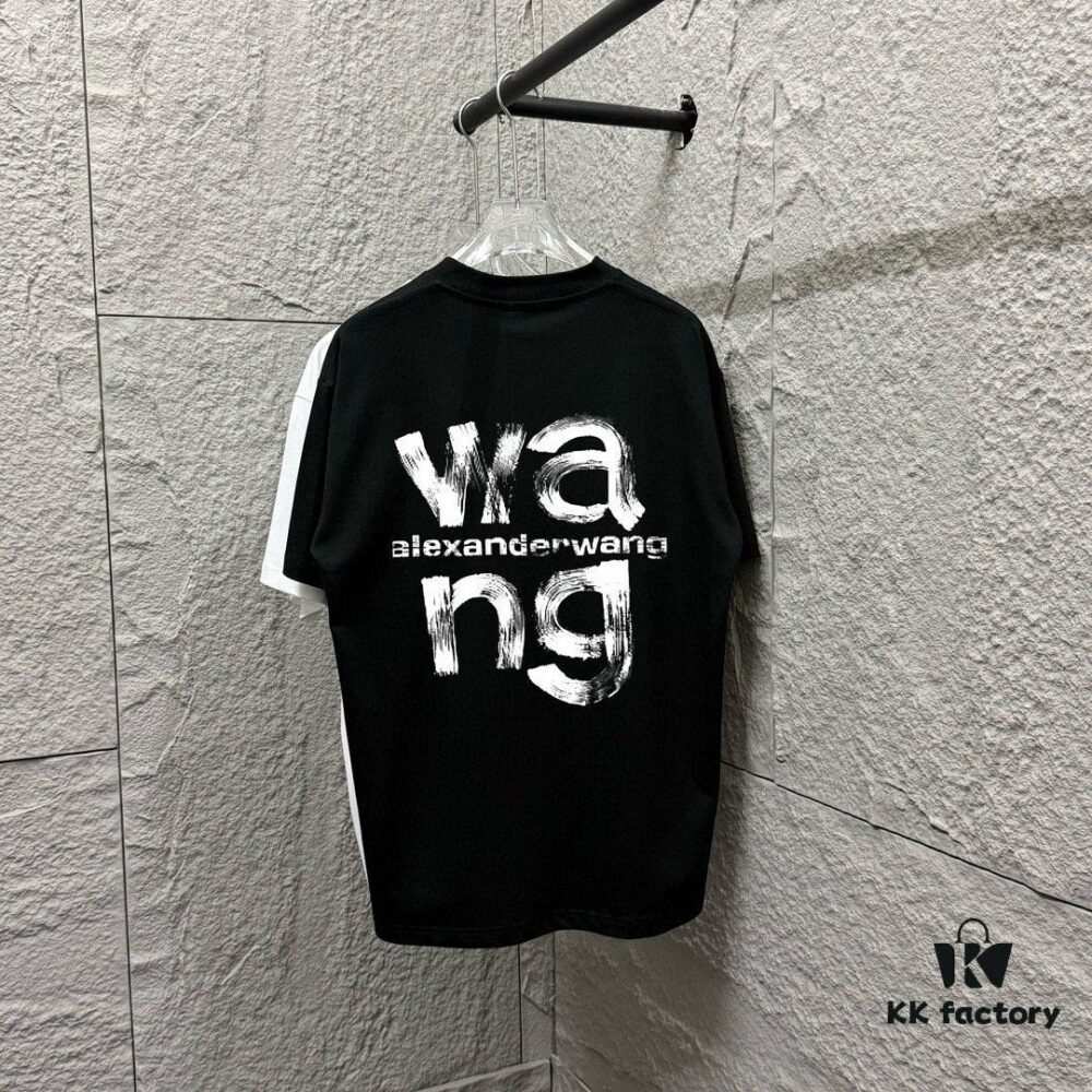 6931a53eccd8ab3d7af998d3 Alexander Wang 2025 Spring/Summer New Arrival Classic WANG Front and Back Letter Print Custom Double Gauze Plain Cotton Short Sleeve T-Shirt Unisex