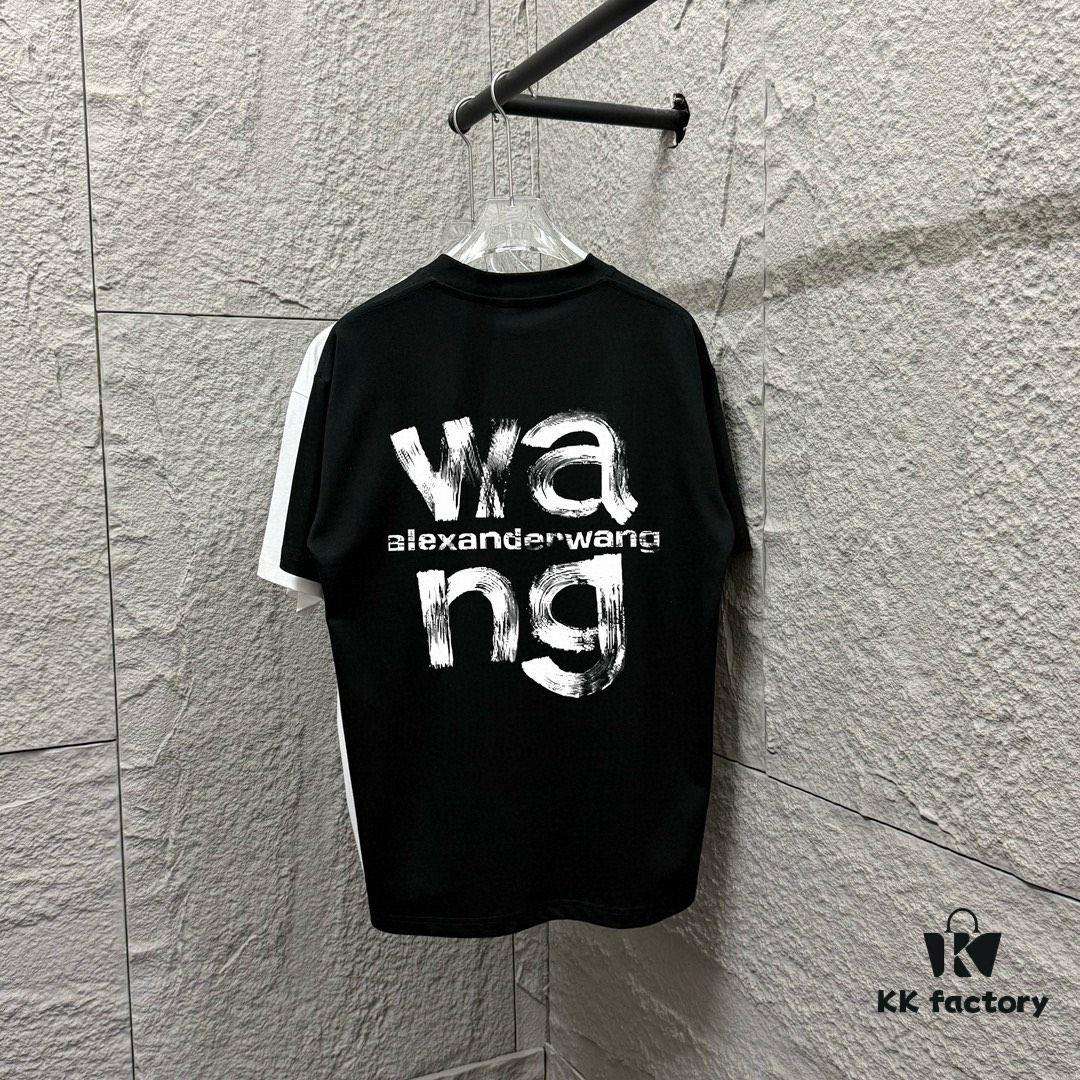 6931a53eccd8ab3d7af998d3 Alexander Wang 2025 Spring/Summer New Arrival Classic WANG Front and Back Letter Print Custom Double Gauze Plain Cotton Short Sleeve T-Shirt Unisex