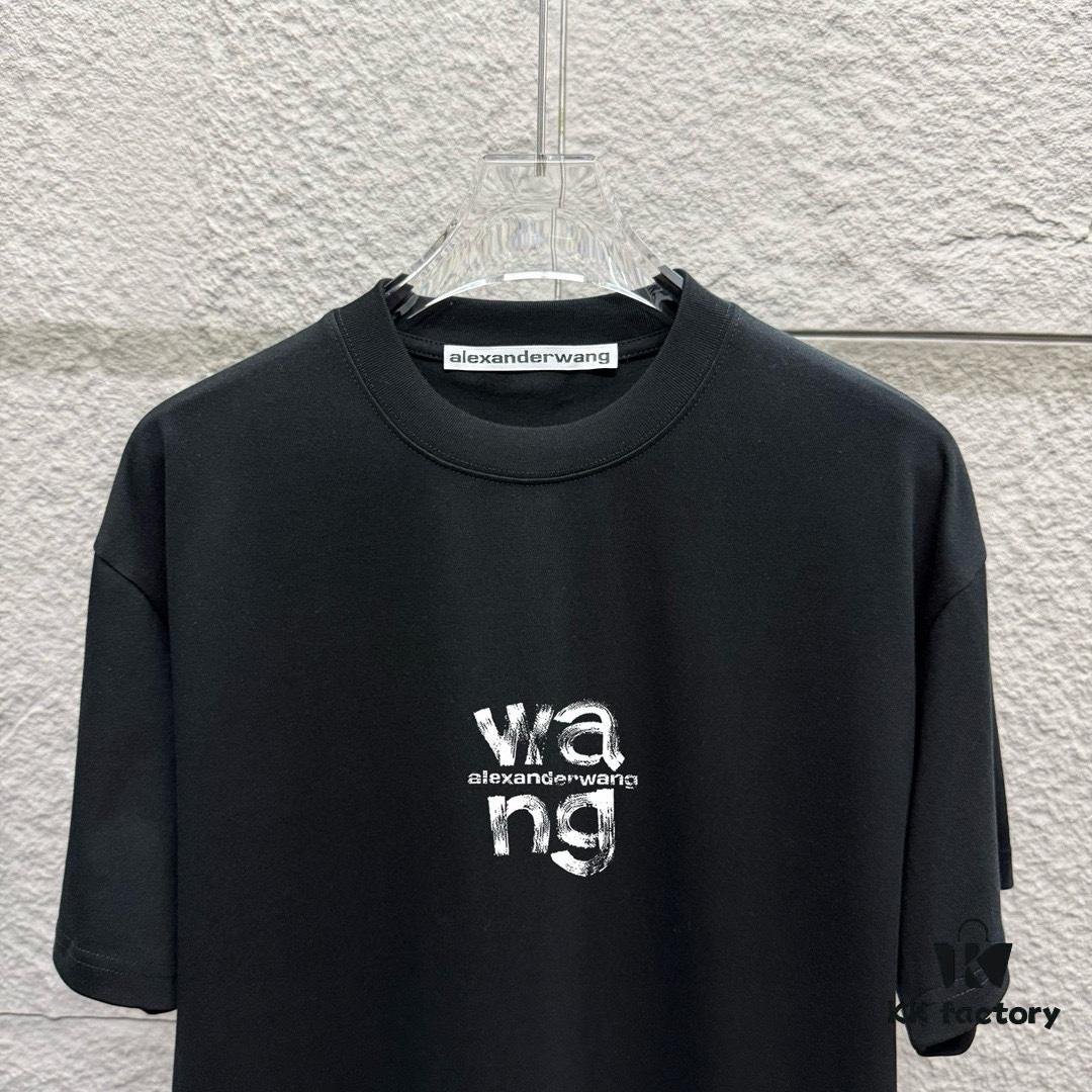 6931a53eccd8ab3d7af998d4 Alexander Wang 2025 Spring/Summer New Arrival Classic WANG Front and Back Letter Print Custom Double Gauze Plain Cotton Short Sleeve T-Shirt Unisex