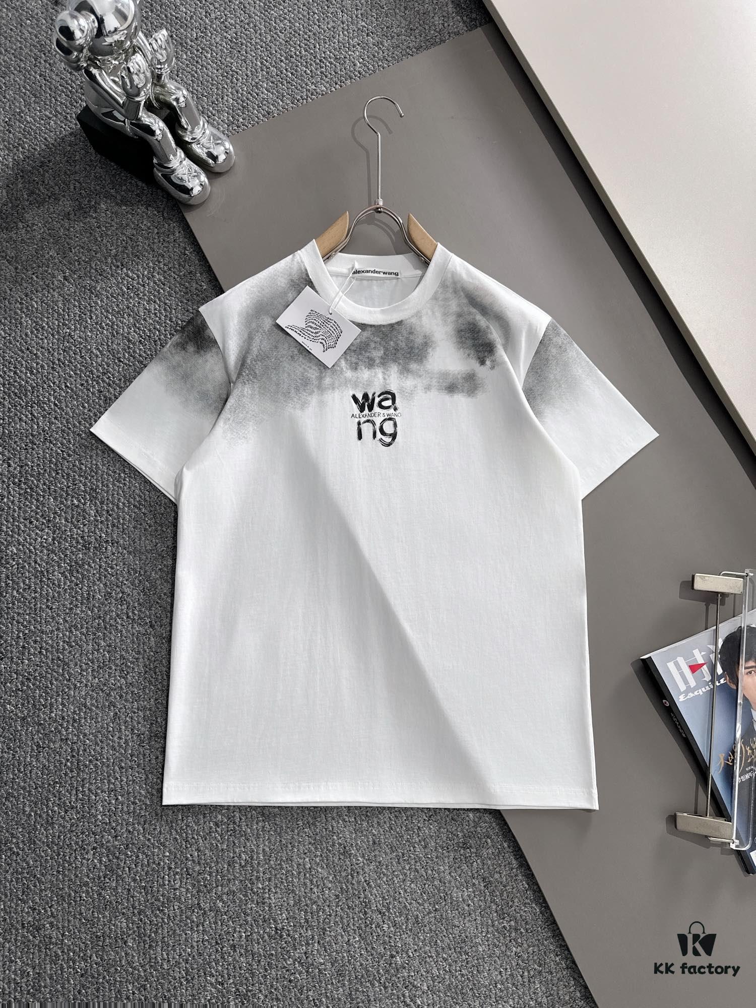ALEXANDER WANG 2025 New Arrival Ink Graffiti Letter Logo Unisex Short Sleeve T-Shirt