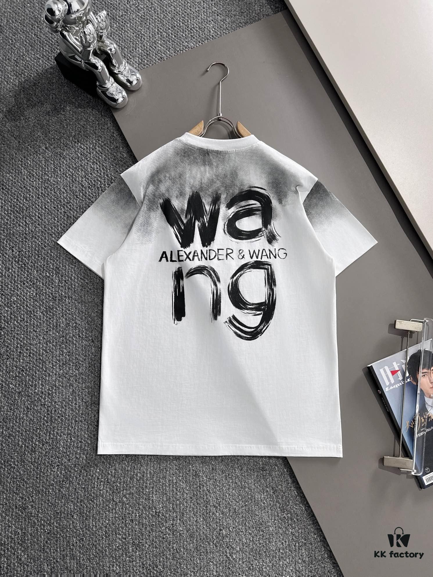 ALEXANDER WANG 2025 New Arrival Ink Graffiti Letter Logo Unisex Short Sleeve T-Shirt