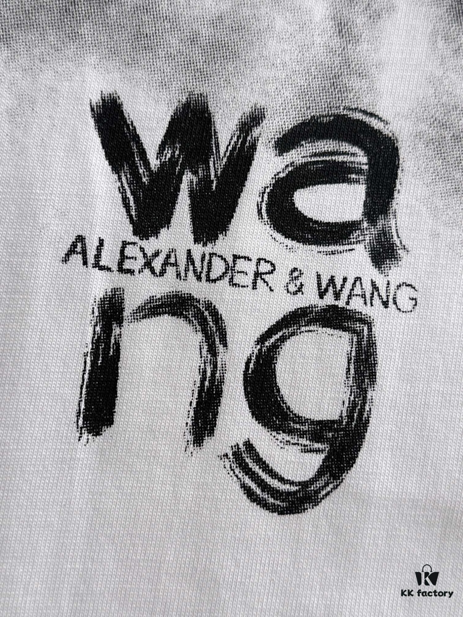 ALEXANDER WANG 2025 New Arrival Ink Graffiti Letter Logo Unisex Short Sleeve T-Shirt