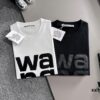 ALEXANDER WANG 2025 New Arrival Lambskin Panel Letter Logo Unisex Short Sleeve T-Shirt