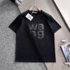 ALEXANDER WANG 2025 New Arrival Patchwork Leather Letter Logo Unisex Short Sleeve T-Shirt