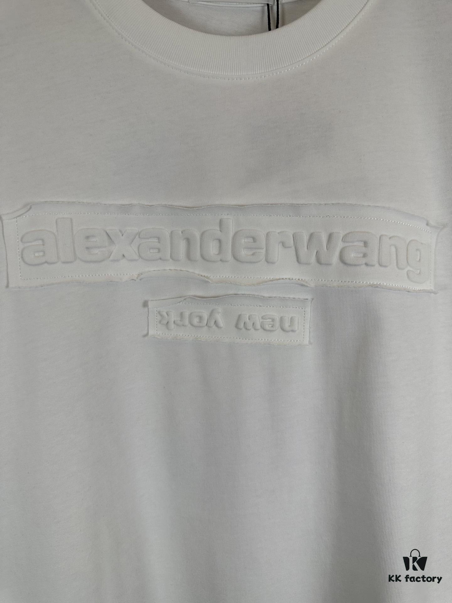 Alexander Wang 2025 FW Pre-Spring 3D Logo Letter Barrage Appliqué Short Sleeve T-Shirt / Heavyweight Cotton Washed