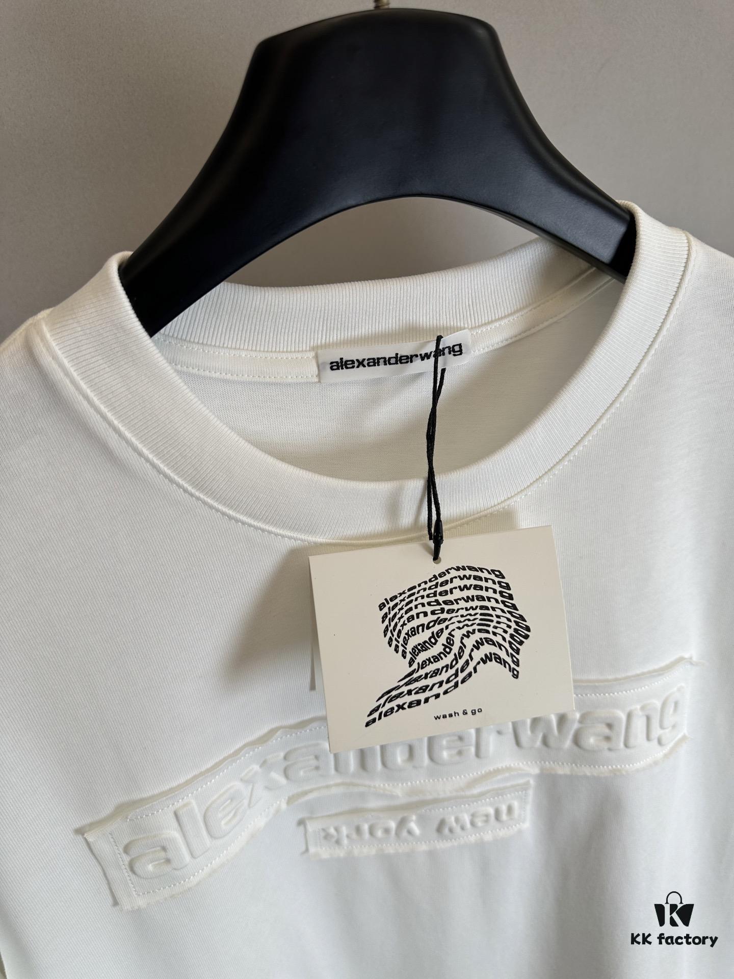 Alexander Wang 2025 FW Pre-Spring 3D Logo Letter Barrage Appliqué Short Sleeve T-Shirt / Heavyweight Cotton Washed