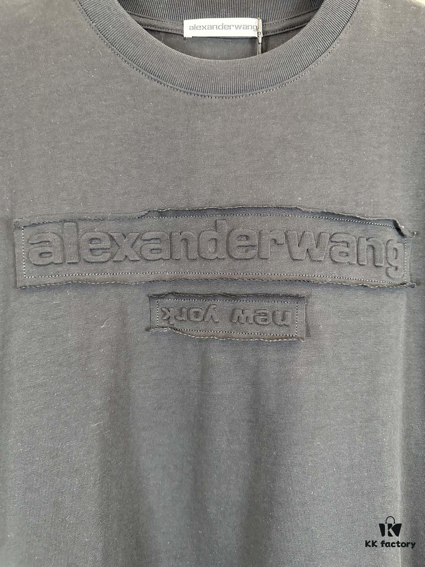 Alexander Wang 2025 FW Pre-Spring 3D Logo Letter Barrage Appliqué Short Sleeve T-Shirt / Heavyweight Cotton Washed