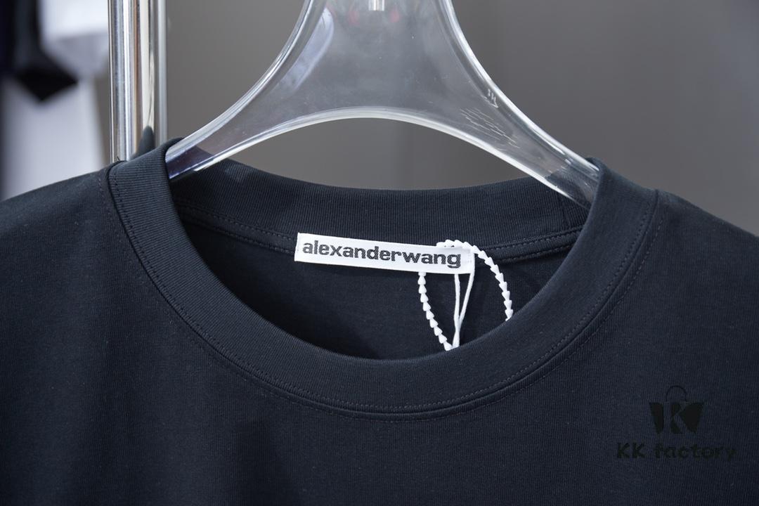 6931a549ccd8ab3d7af9999c Alexarde*wang 25SS Early Spring New Arrival Applique Letter Rhinestone Short Sleeve T-Shirt