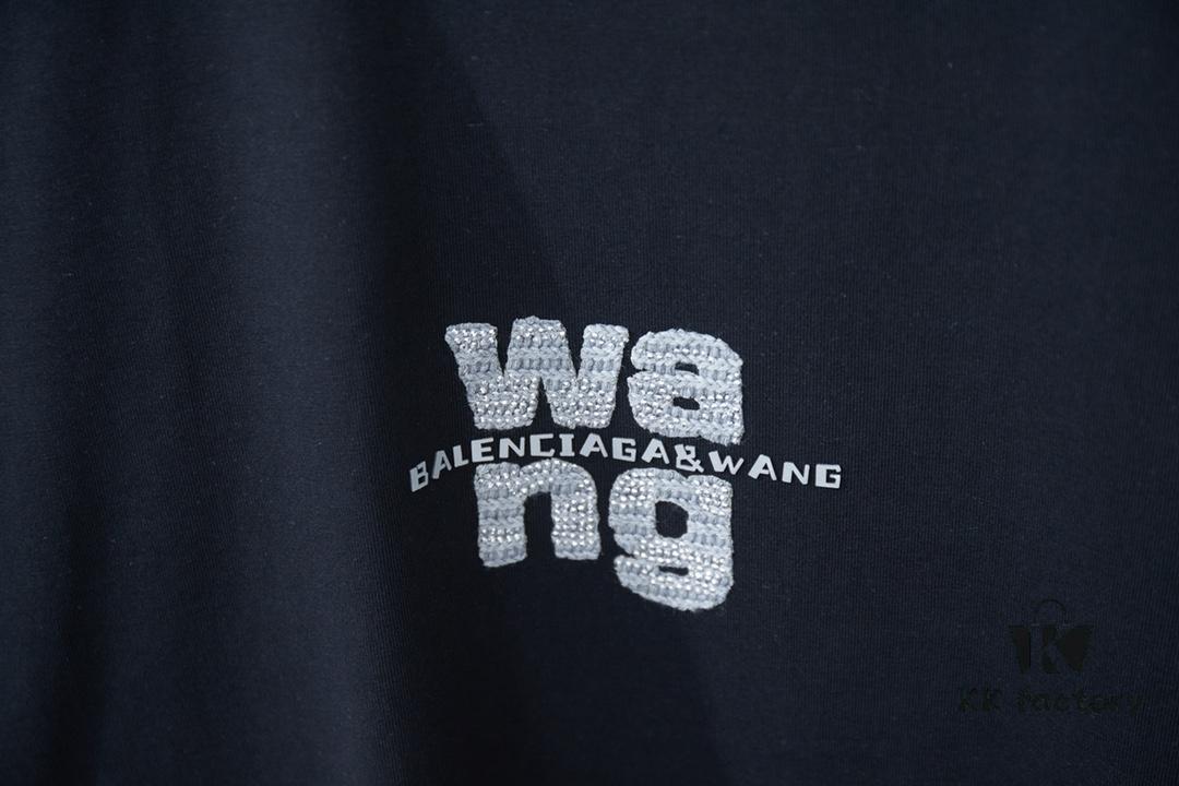 6931a549ccd8ab3d7af9999d Alexarde*wang 25SS Early Spring New Arrival Applique Letter Rhinestone Short Sleeve T-Shirt