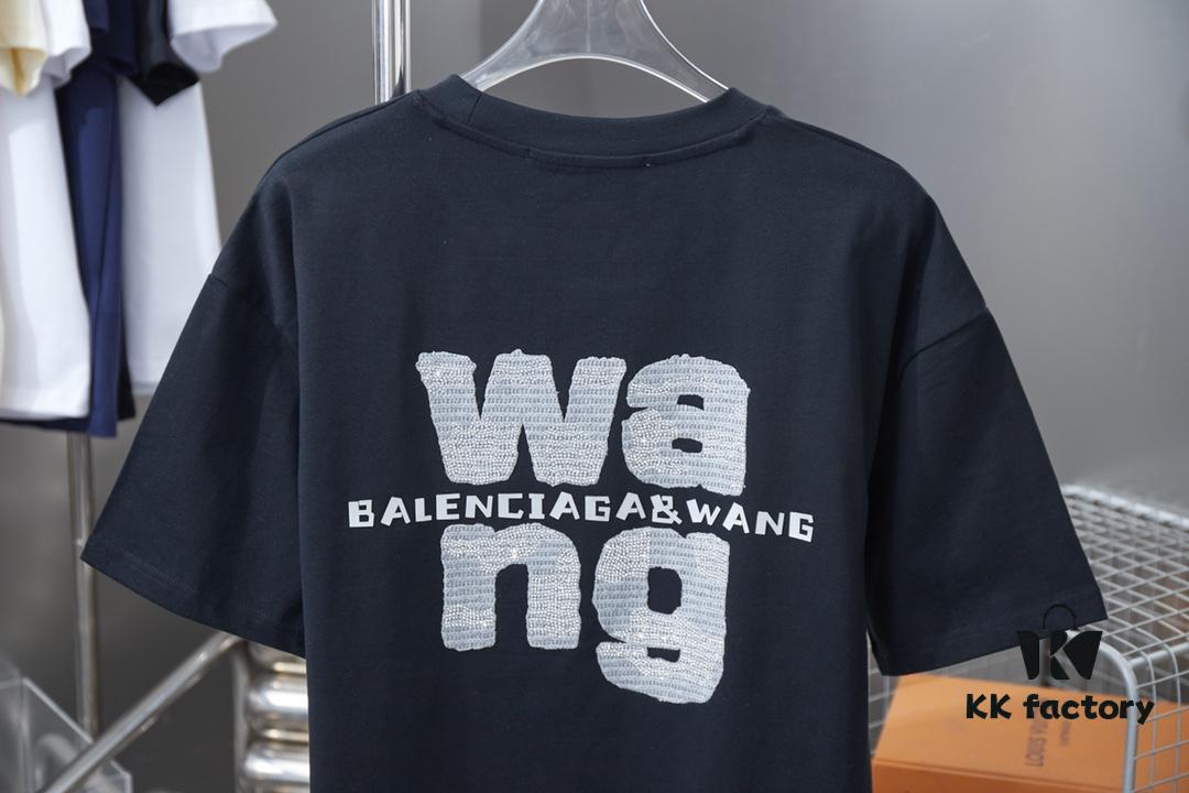 6931a549ccd8ab3d7af999a0 Alexarde*wang 25SS Early Spring New Arrival Applique Letter Rhinestone Short Sleeve T-Shirt