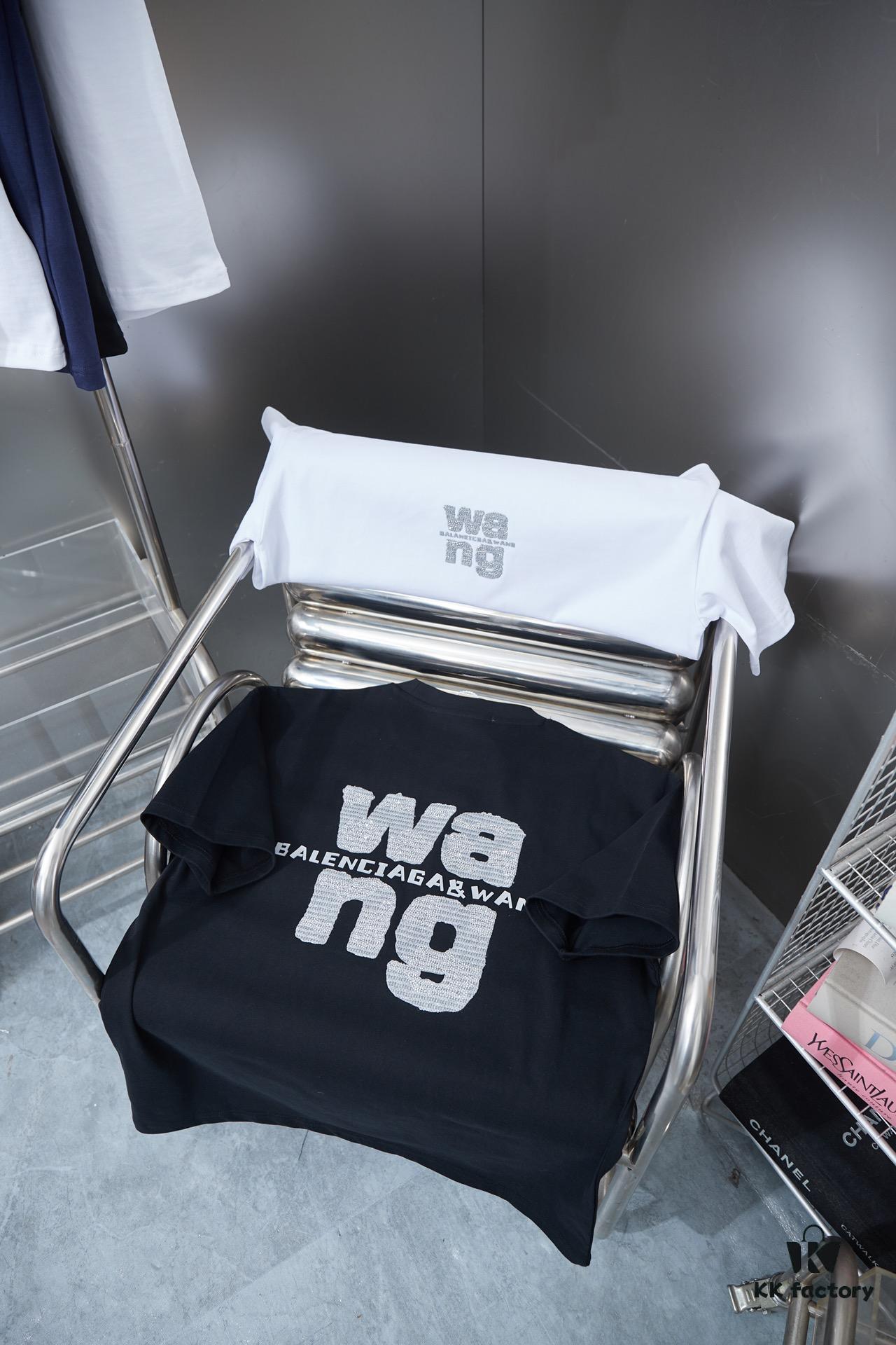 6931a549ccd8ab3d7af999a1 Alexarde*wang 25SS Early Spring New Arrival Applique Letter Rhinestone Short Sleeve T-Shirt