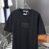 6931a54accd8ab3d7af999ac Alexarde*wang 25SS Early Spring New Arrival 3D Velvet Flocked Letter Pearl Rhinestone Short Sleeve T-Shirt
