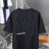 6931a54accd8ab3d7af999ad Alexarde*wang 25SS Early Spring New Arrival 3D Velvet Flocked Letter Pearl Rhinestone Short Sleeve T-Shirt
