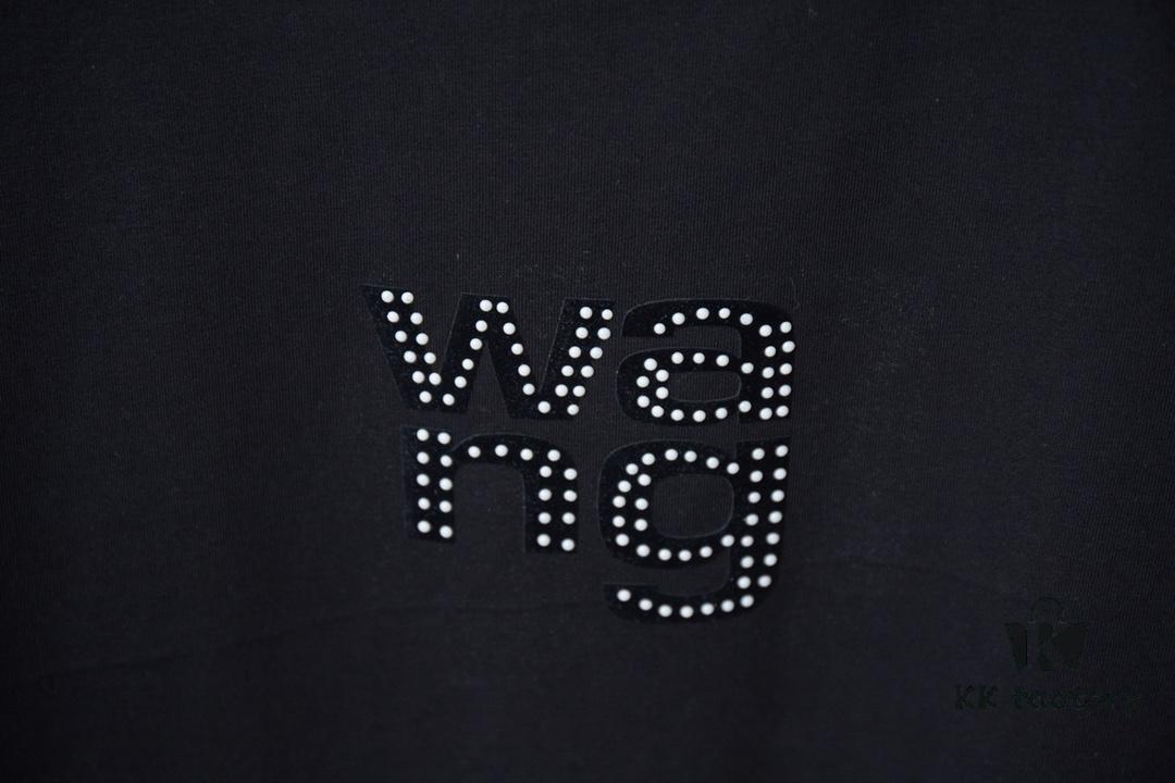 6931a54accd8ab3d7af999b0 Alexarde*wang 25SS Early Spring New Arrival 3D Velvet Flocked Letter Pearl Rhinestone Short Sleeve T-Shirt