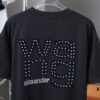 6931a54accd8ab3d7af999b1 Alexarde*wang 25SS Early Spring New Arrival 3D Velvet Flocked Letter Pearl Rhinestone Short Sleeve T-Shirt