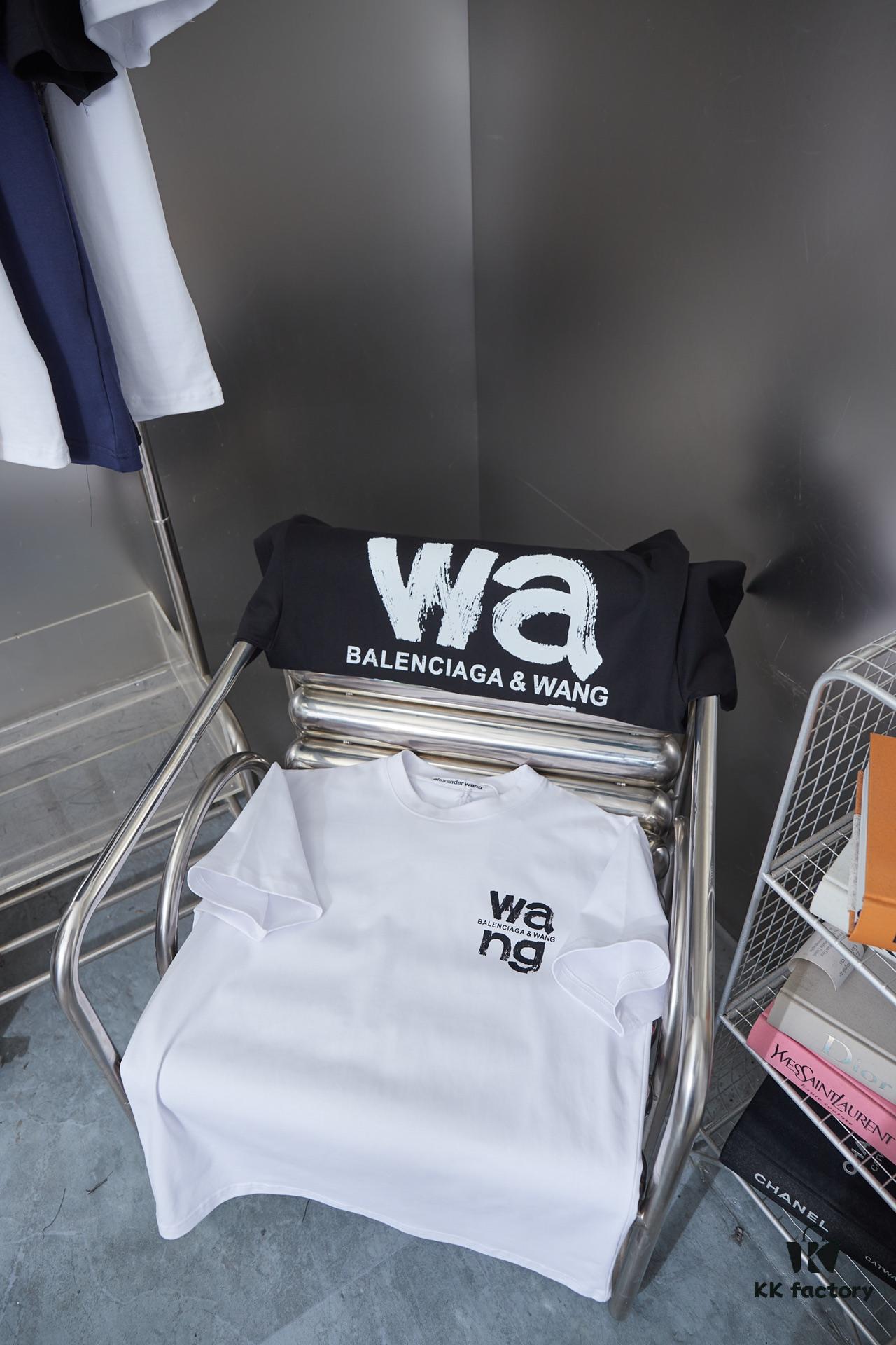 6931a54cccd8ab3d7af999ce Alexarde*wang 25SS Early Spring New Arrival Graffiti Hand-Drawn Letter Logo Print Short Sleeve T-Shirt
