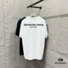 6931a551ccd8ab3d7af999e3 Alexander Wang 2025 Spring/Summer New Arrival Short Sleeve T-Shirt with Embroidered 'Wang' Logo on Chest and Printed Lettering on Back, Unisex Design Made from Custom Double-Gauze Plain-Woven 300g Cotton Fabric