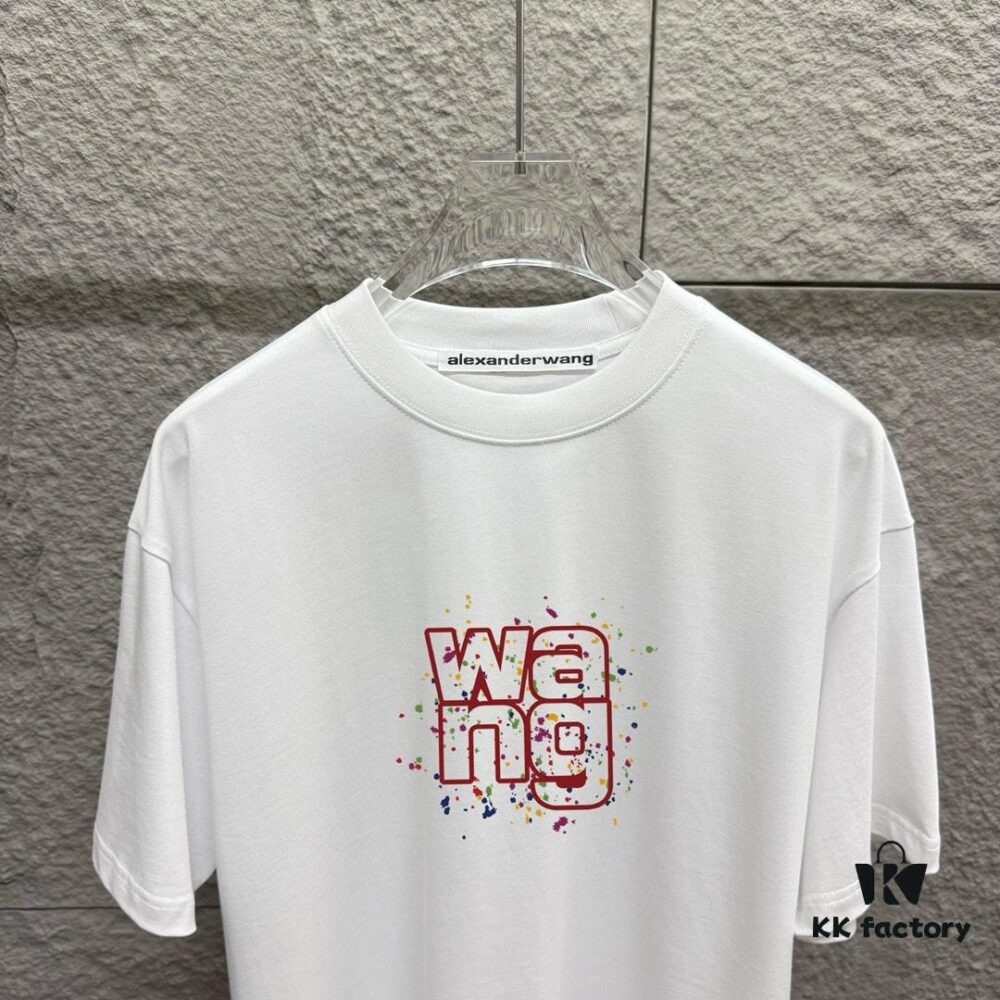 6931a552ccd8ab3d7af999f4 Alexander Wang 2025 Spring/Summer New Arrival Letter 'Wang' Print Short Sleeve T-Shirt Custom Double-Yarn Plain Weave 100% Cotton 300g Unisex