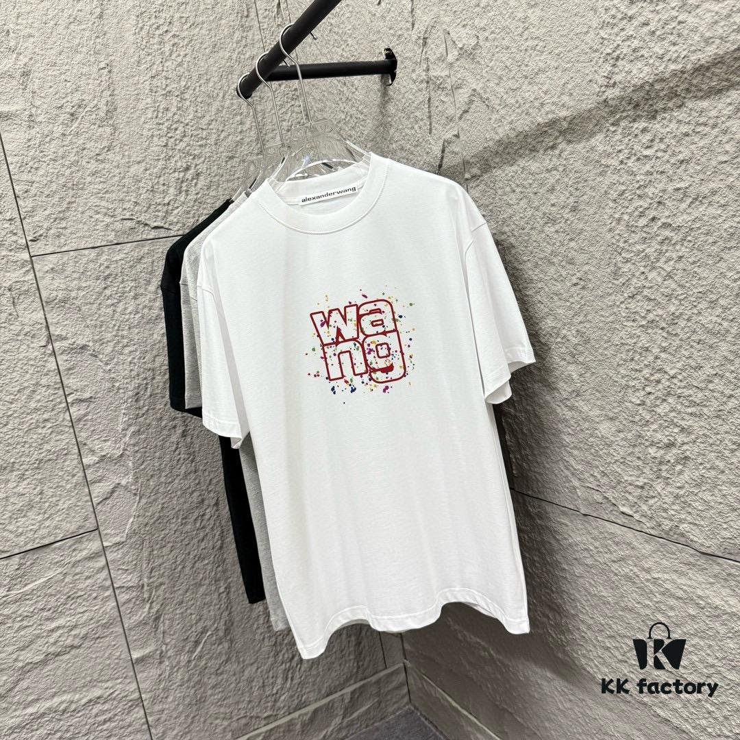 Alexander Wang 2025 Spring/Summer New Arrival Letter 'Wang' Print Short Sleeve T-Shirt Custom Double-Yarn Plain Weave 100% Cotton 300g Unisex